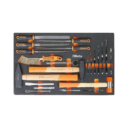Beta M231 22 Piece Punches, Chisels and Accessories Set in Soft Thermoformed Tray for Tool Cabinet Drawer 024500877